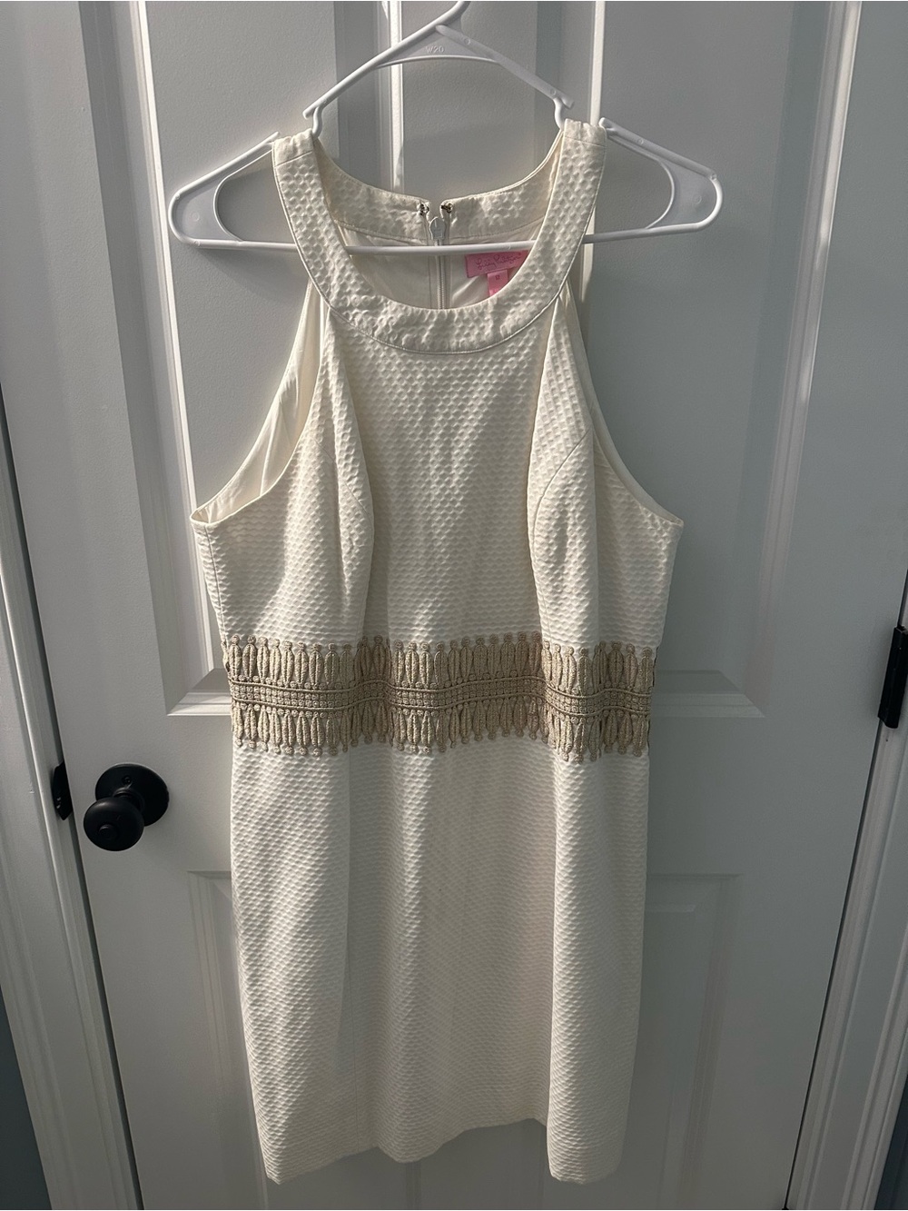 Lilly Pulitzer Cream Dress with Gold Waist Trim
